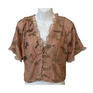 anthropologie Forever that Girl Embellished Open Back Blouse Size Medium New